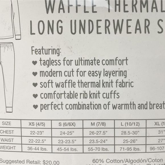 Rene Rofe Girl Waffle Thermal Long Underwear Set - Picture 3 of 3
